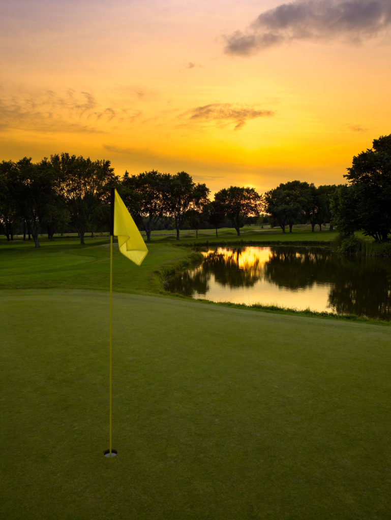 sunset at golf course
