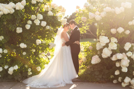 Wedding couple in a beautiful garden
